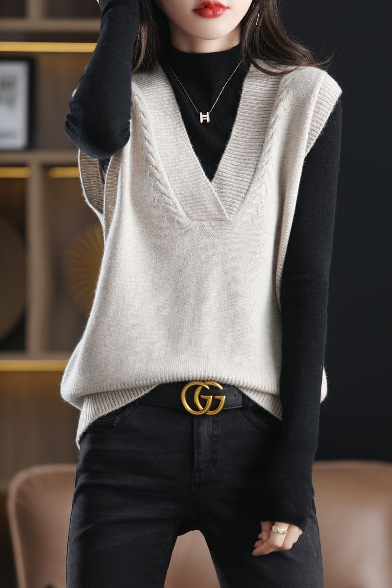 Chaleco de punto las mujeres suéter principios primavera y otoño 2024 nuevas apiladas cardigan coat top image 10