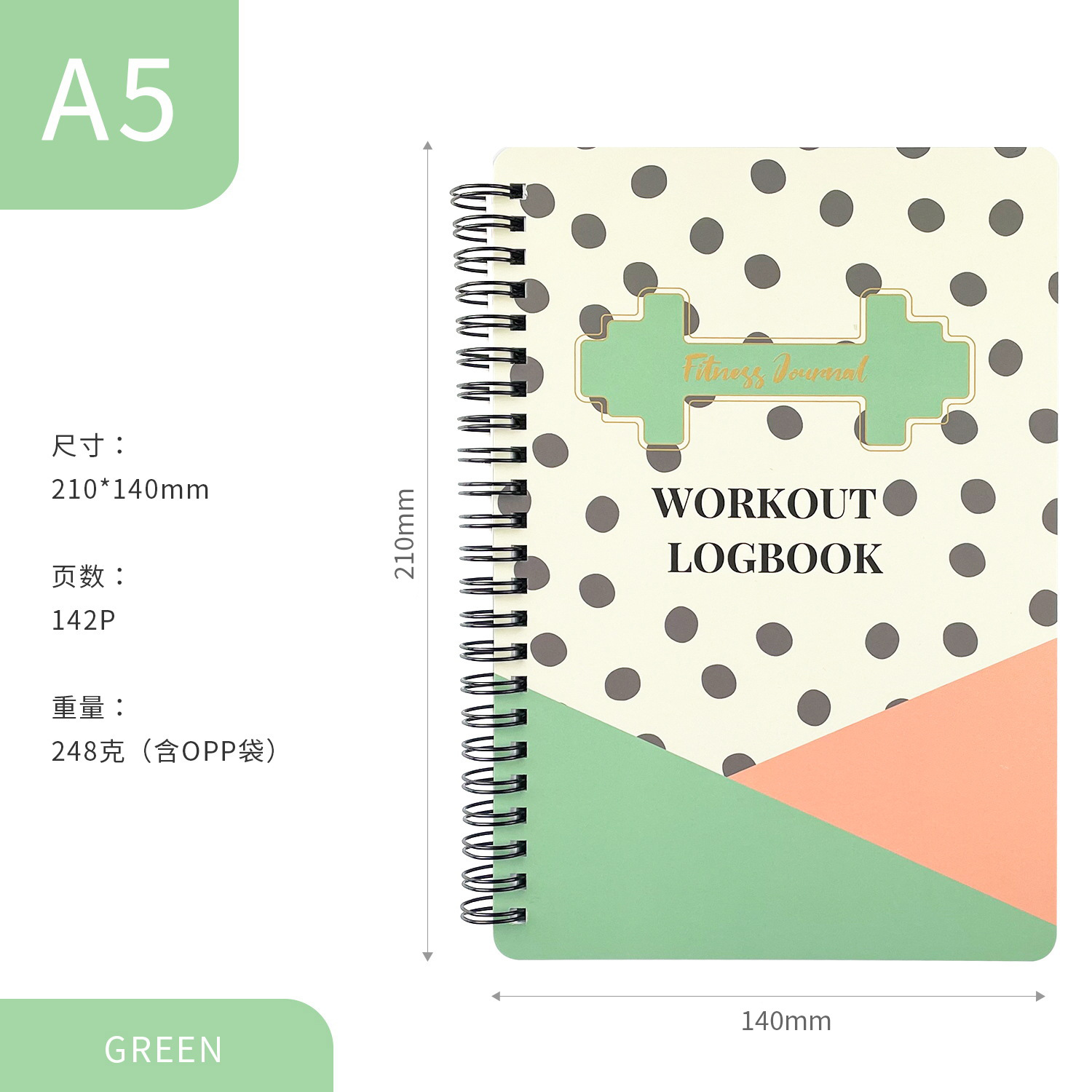 Amazon inglés A5 cuaderno de negocios papel Bloc de notas bobina dieta fitness Reloj-En libro de registro