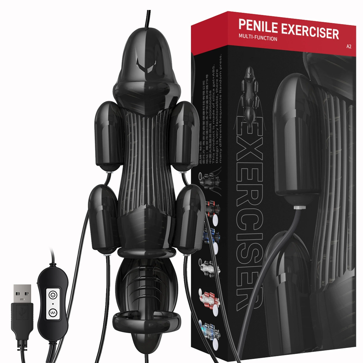 Wireless Penis Vibration Massager (Moonuo) PROMAX 12th Gen, One-to-Six Trainers, Transparent/Black