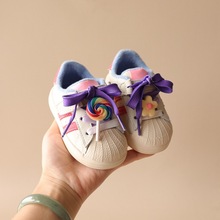 崔丫丫棒棒糖女寶寶棉鞋學步鞋1一2-3歲女童加絨小板鞋小童運動鞋
