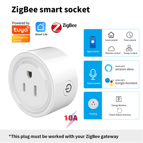 Tuya Smart Socket US Standard Tuya ZigBee Mobile APP Control Alexa Voice Control No USB