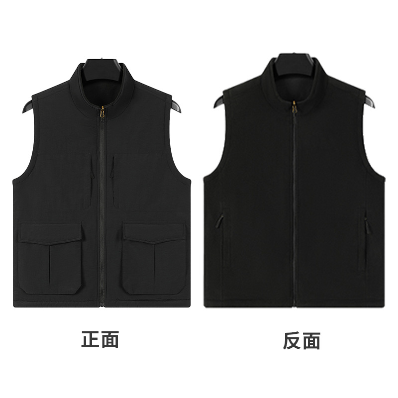 Herramientas de fotografía de pesca al aire libre de bolsillo chaleco de clip de caballo otoño y invierno doble cara vestir chaleco de terciopelo personalizado hombre