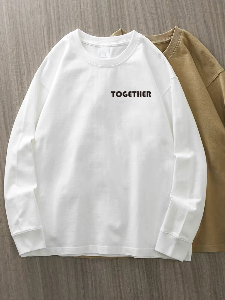 230g 100% algodón de alta gama camiseta de mujer de manga larga primavera y otoño nuevo estilo coreano camiseta de cuello redondo para mujeres