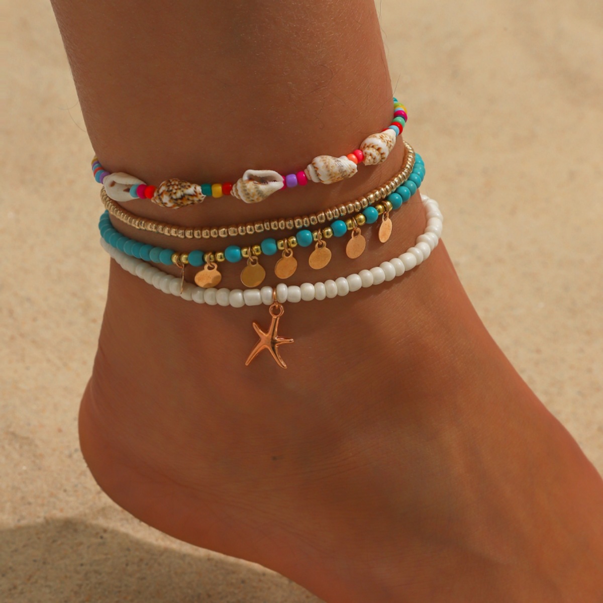 Cuenta De Semillas Retro Estrella De Mar Concha Con Cuentas Calcetín display picture 4