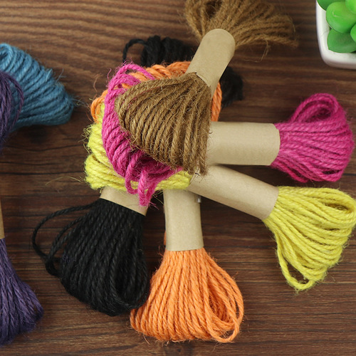 Manufacturer wholesale 1.5-2mm colored hemp rope DIY packaging hemp rope tag rope dream catcher material 10 meters/tie