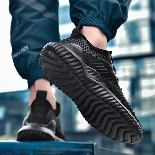 Men's shoes spring large size shoes 47 size 48 running shoes men's pure black work shoes summer breathable sports shoes for men