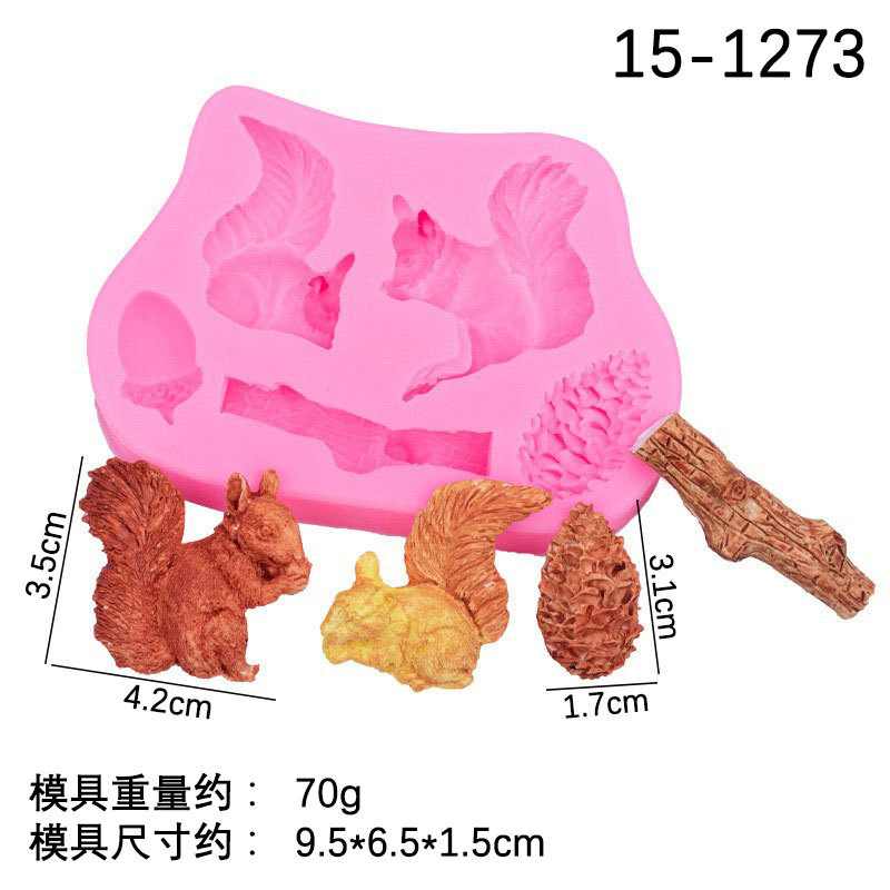 Pino ardilla fondant molde de silicona hornear fondant chocolate ritmo seco pastel Decoración Accesorios en stock al por mayor