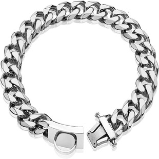 19mm six-sided polished titanium steel dog chain pet collar stainless steel dog chain casting buckle domineering thick p chain