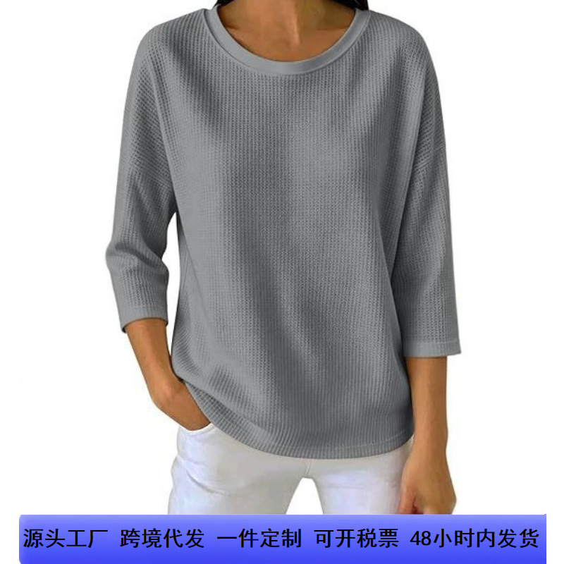 Amazon Women's Waffle Knit 3/4 Sleeve Top