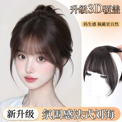 法式刘海假发女自然前额仿真发头顶增发量蓬松假刘海齐刘海假发片