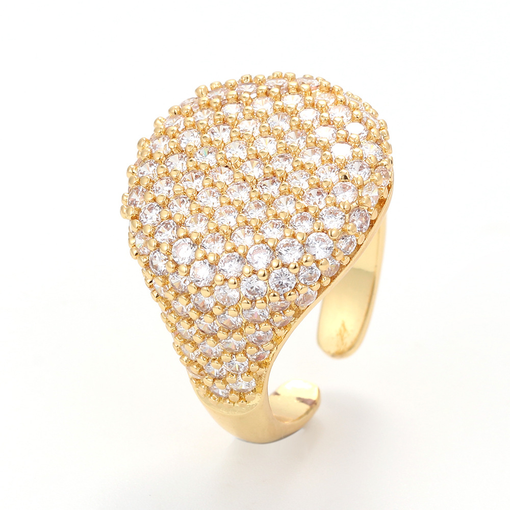 5g Weight European And American Micro-inlaid Ring Opening Adjustable Full Diamond Zircon Ring Wholesale