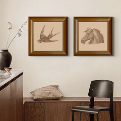 French-style vintage hallway decorative painting: Maillard-inspired retro living room & bedroom wall art&mdash;featuring a sketch of lost animals