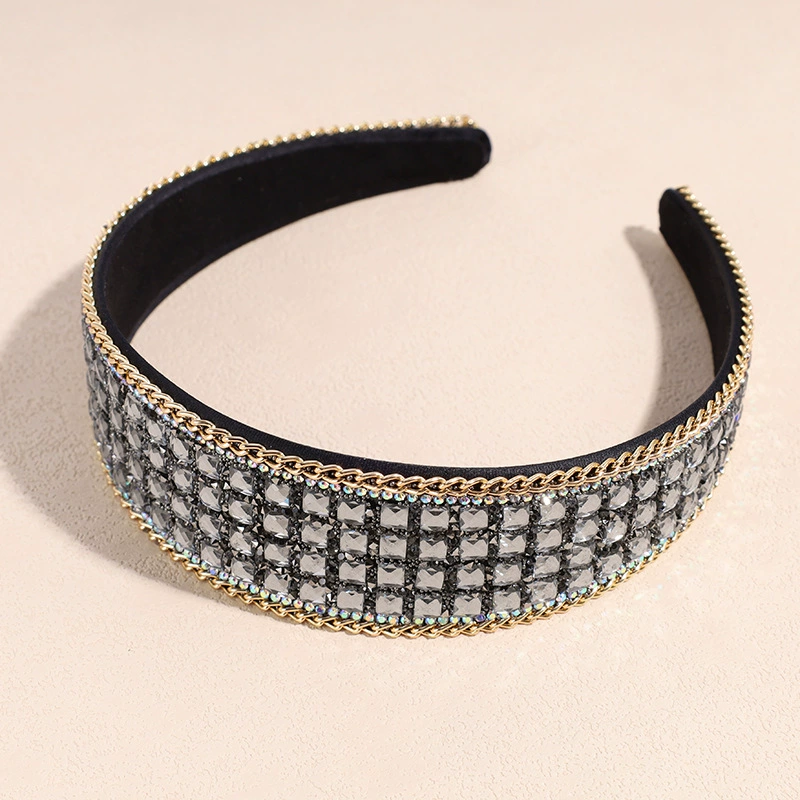 Trend non-slip headband, fashionable hair accessory for face washing, European style, internet celebrity, diamond encrusted