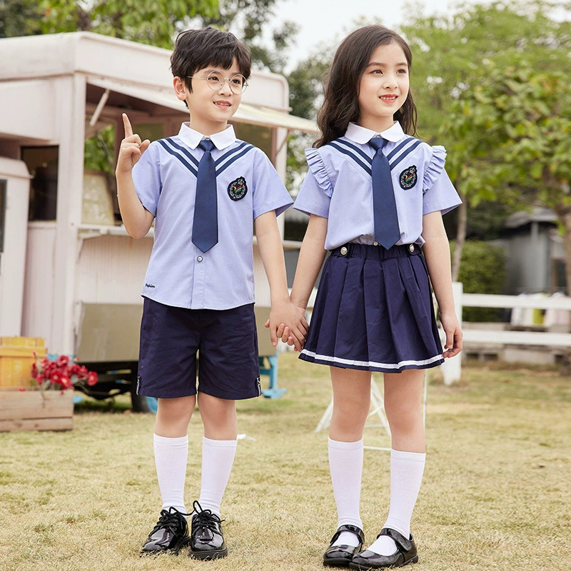 Summer children's uniform for students, set for kindergarten, British style
