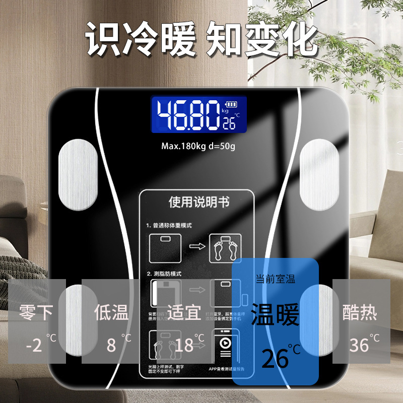 Lottean Smart Bluetooth Body Scale for Home Use, Small Human Scale, Electronic Scale, Fat Scale