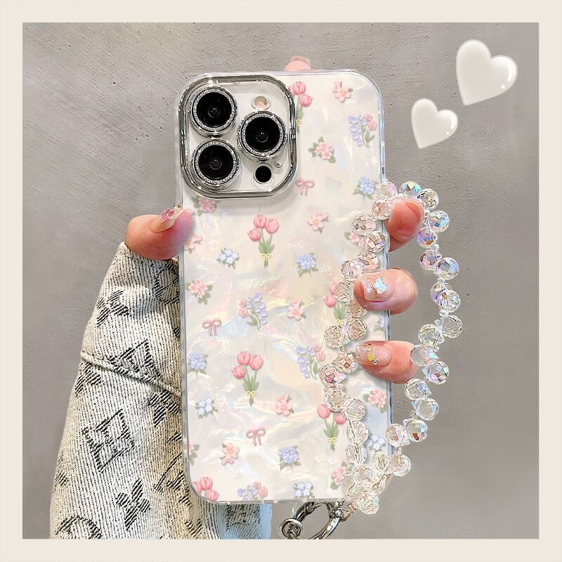 满屏碎花手链适用苹果15/iPhone16手机壳华为Mate70/Pura80贝壳纹|undefined