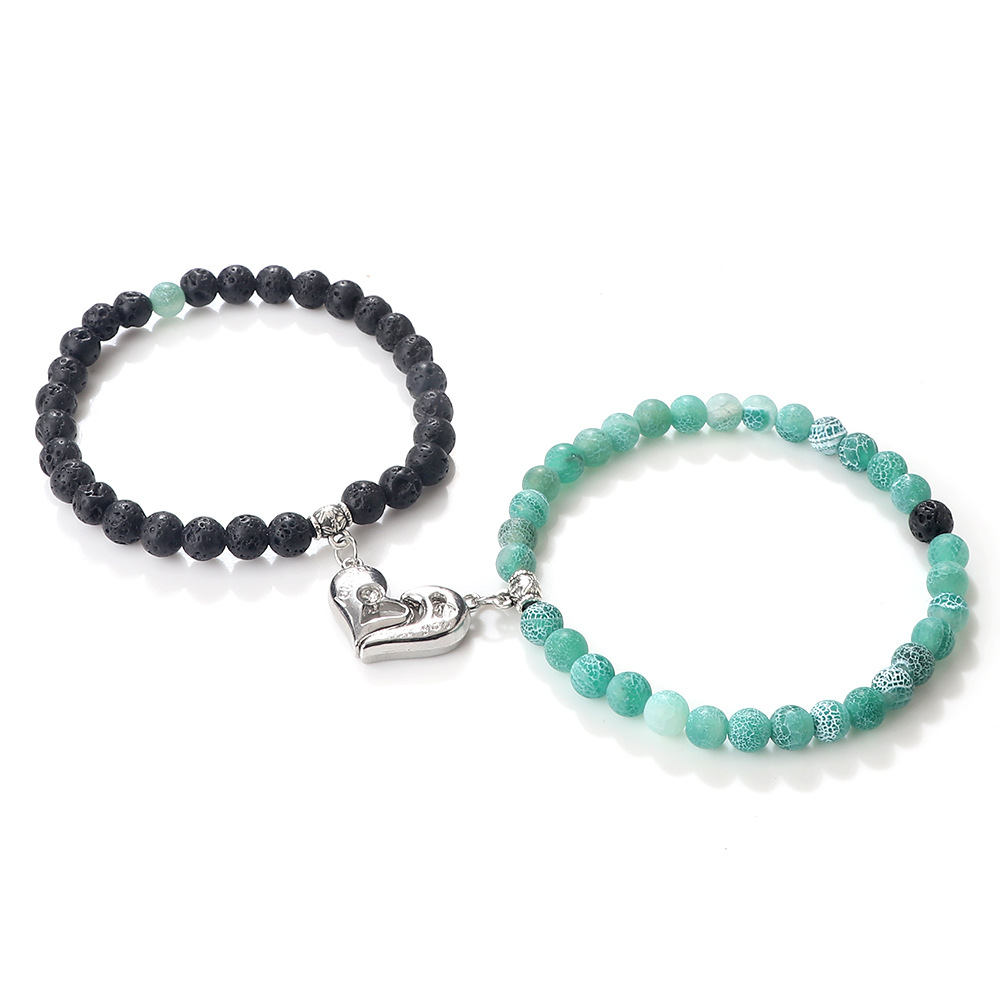 Creative water drop stacking magnetic buckle bracelet cute three dimensional pendant bracelet pearl pattern water drop men and women set jewelry_voghion.com