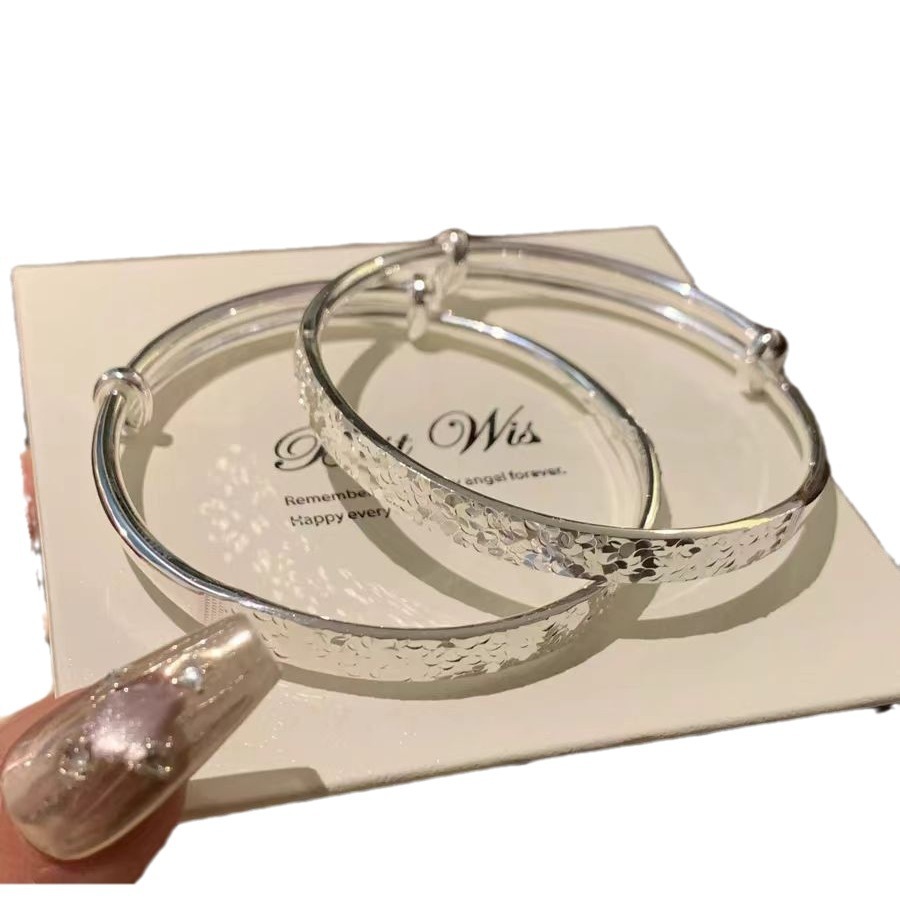 braccialetto in argento ghiaccio rotto push-pull placcato argento moda donna modello ghiaccio rotto solido braccialetto regolabile_voghion.com