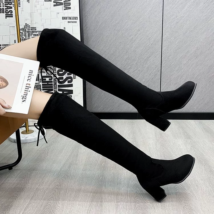 Demi-season elastic high boots, plus size