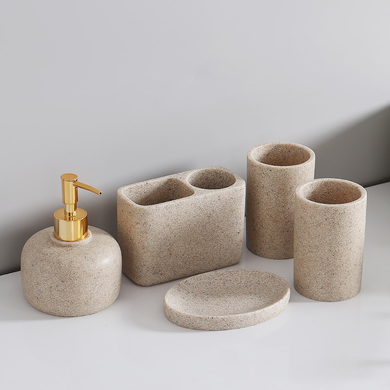 Juego de artículos de baño de cinco piezas, juego de vasos para cepillos de dientes, soporte para cepillos de dientes, lavabo de pared