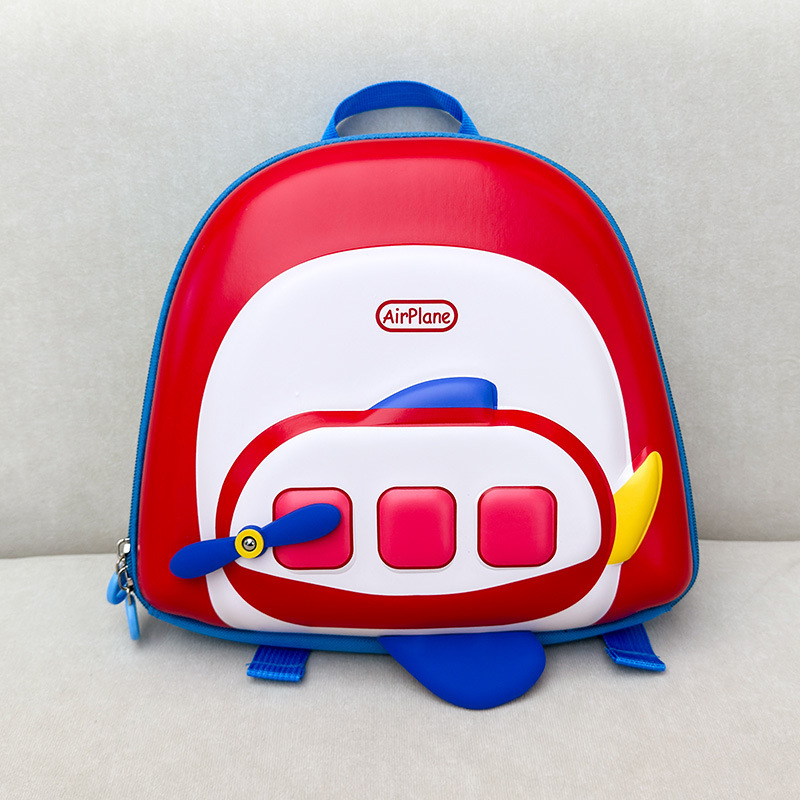 Mochila de cáscara dura para niños aviones de dibujos animados jardín de infantes mochila de cáscara de huevo para niños y niñas mochila tridimensional comercio exterior