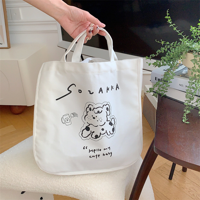 37271 Japanese cartoon canvas bag, women's printed crossbody bag, tote bag, large-capacity student class bag, handbag undefined