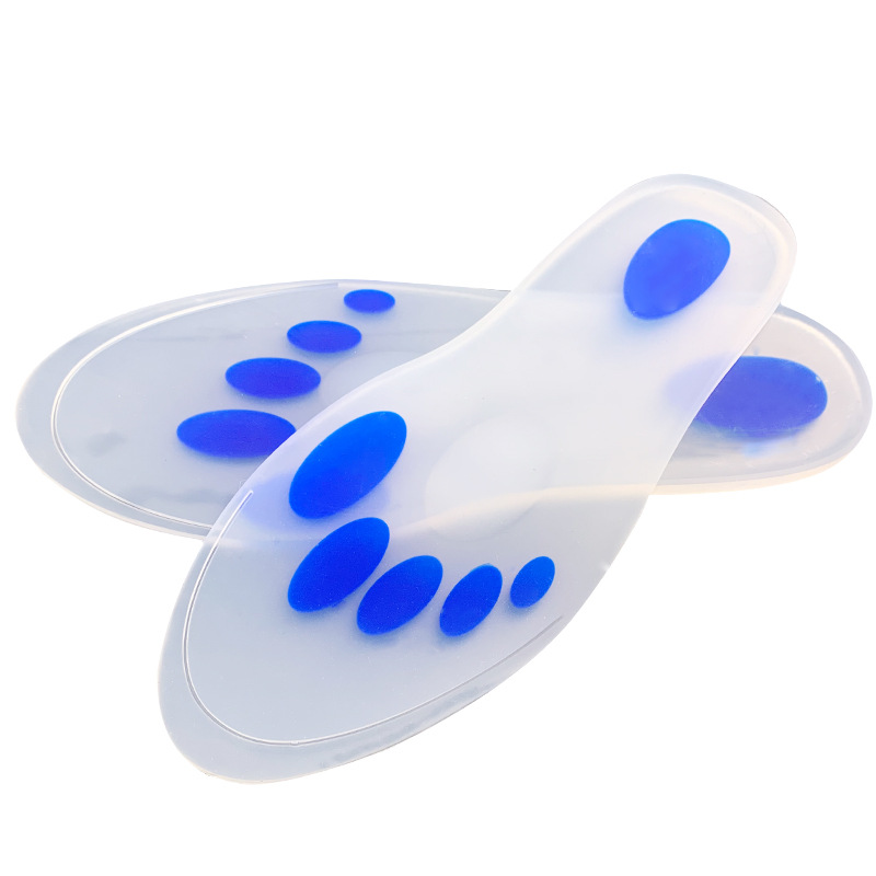 Yongquan agujero absorción de choque de silicona plantilla hombres y mujeres elástico aumento de 1cm de espesor suave cómoda Plantilla de palma completa