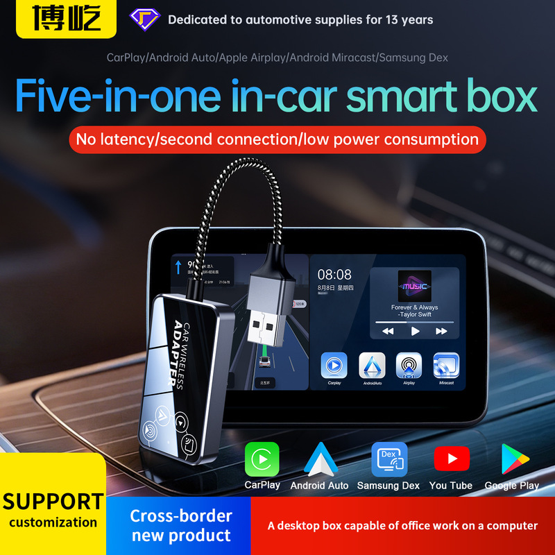 European and American New Product Wireless Carplay Adapter 5-in-1 Dual Wifi Screen Mirroring Car Smart Connectivity Box Oem European and American New Product Wireless Carplay Adapter 5-in-1 Dual Wifi Screen Mirroring Car Smart Connectivity Box Oem
