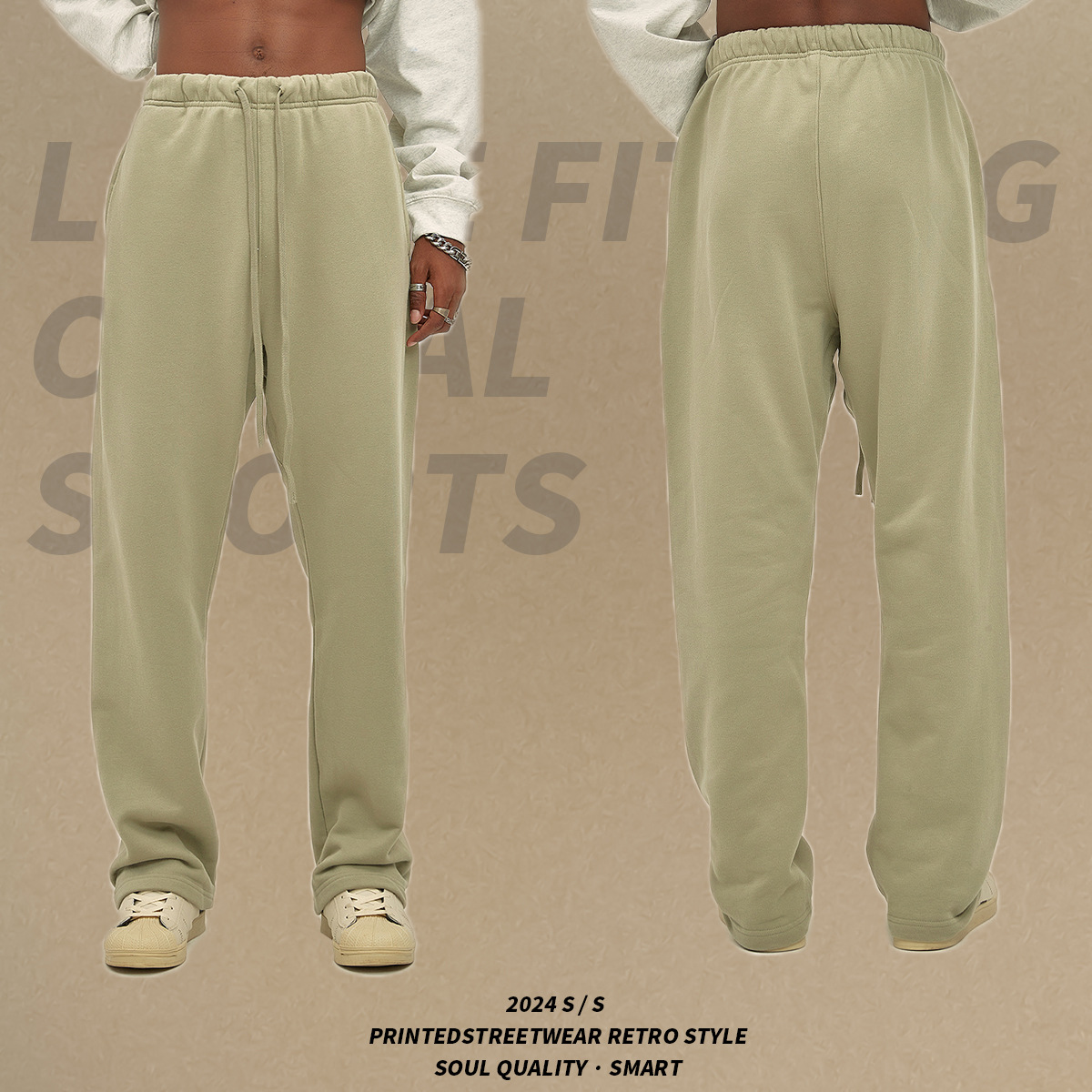 Pantalones de Terciopelo Smi 365g de Corte Holgado Estilo Americano con Cordón Ajustable, Casuales, Rectos, de Trabajo, de Pierna Ancha, Unisex, Colección Primavera 2026 image 3