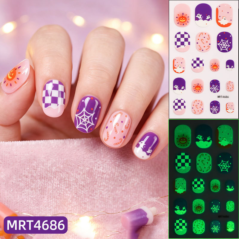 Zhengxiang Cross - Border New Christmas Night Kids Nail stick Halloween Shining funny Kids Cartoon manicura stick