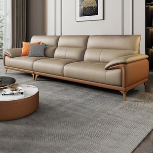 New Style Living Room Simple Light Luxury Modern Top Layer Cowhide Straight Row Small Apartment Italian Style Minimalist Full Leather Sofa