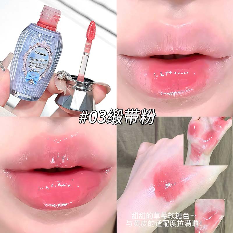 LUCKGO Crystal Clear Moisturizing Lip Essence Honey Light Line Moisturizing Lipstick Espejo de aceite de labios hidratante y color transfronterizo duradero