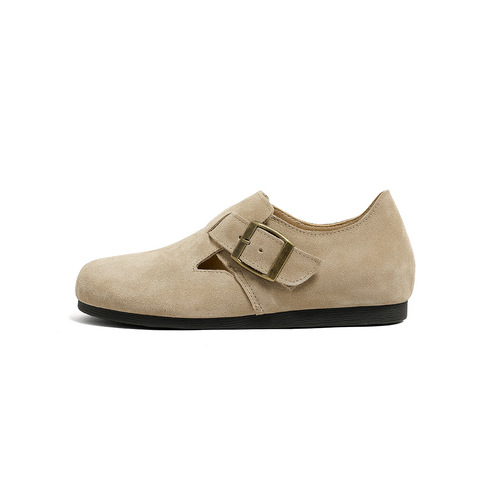 Increased inner height Boken shoes for women full leather genuine leather  spring new style cow suede comfortable soft sole soft surface large toe shoes