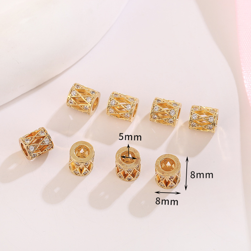 Style 6 Zirconium diamond-shaped large hole spacer beads 8mm