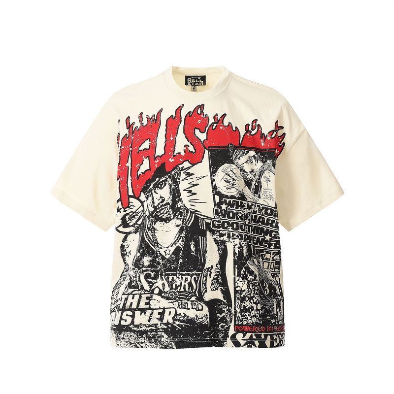 クロスボーダー新しい夏アメリカンレトロ半袖クリエイティブレタープリントルーズトレンディブランド半袖Tシャツトップス男性と女性用|undefined
