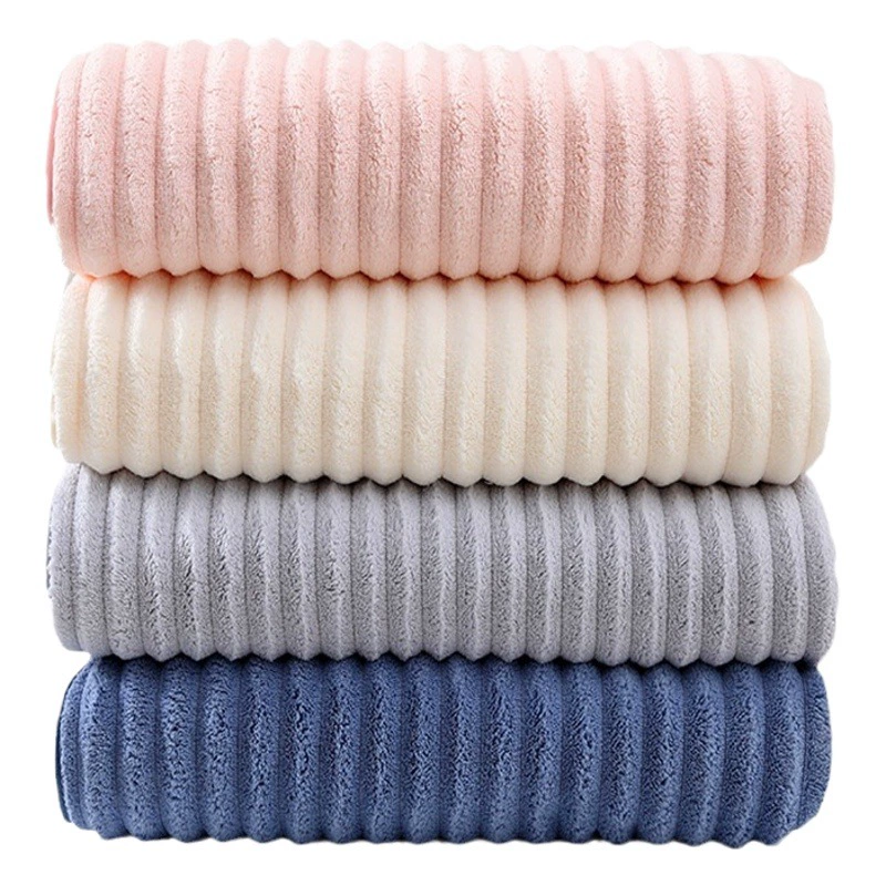 Конфеты вельветовые коралловые на флисе мягкие впитывающие быстросохнущие Большая упаковка особо толстые 70*140 карамельный цвет банное полотенце