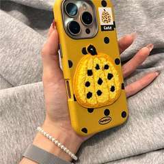 刺繍水玉カボチャ Apple 16 シェルレザーパターン iPhone15promax オールインクルーシブ 14 ソフトケース 13 女性 12 トレンディ