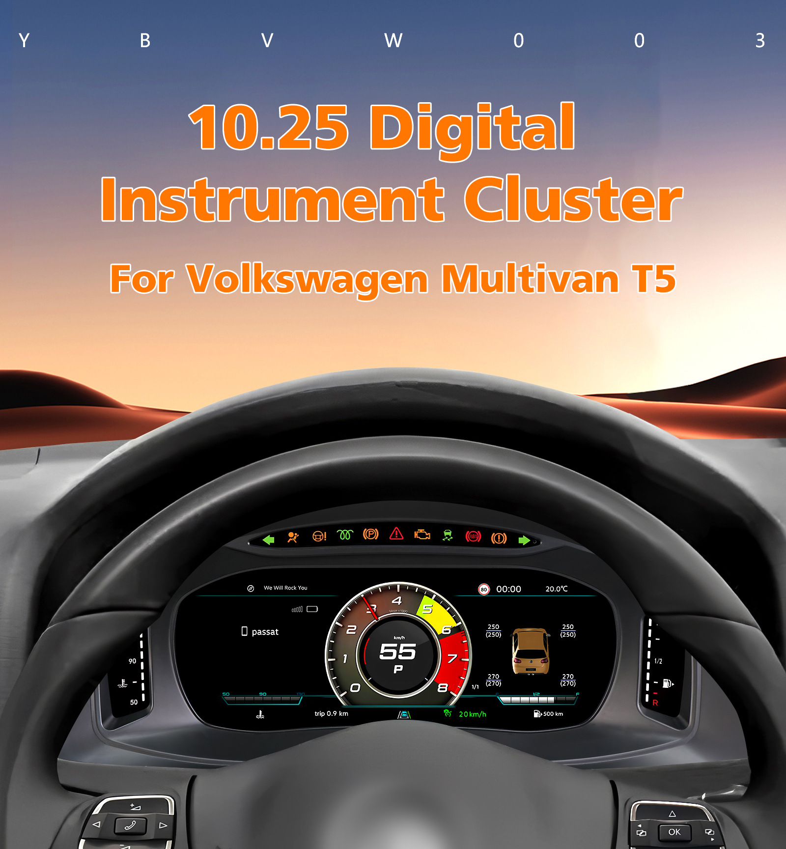 Suitable for Volkswagen Multivan T5 08-15 Models, Lcd Instrument Panel Car Modification and Upgrade