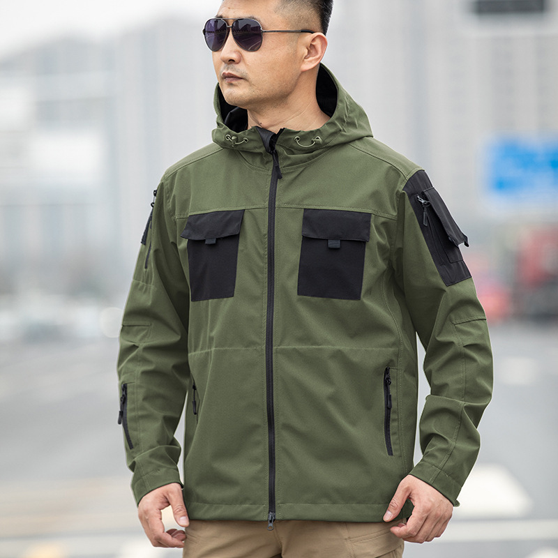 Beetle Tactical Jacket Thin Spring and Autumn Outdoor Shark Softshell Waterproof Multi-Pocket Hooded Tmd Mountaineering Jacket Beetle Tactical Jacket Thin Spring and Autumn Outdoor Shark Softshell Waterproof Multi-Pocket Hooded Tmd Mountaineering Jacket