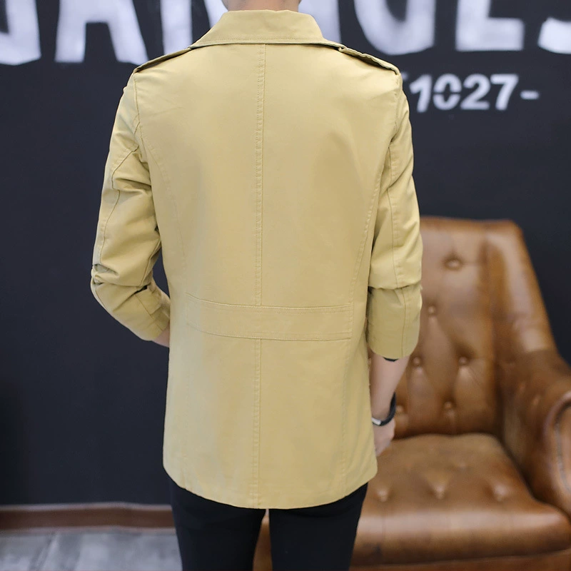 Men's demi-season long jacket, warm trench coat for leisure, mid-length, Korean style, wholesale