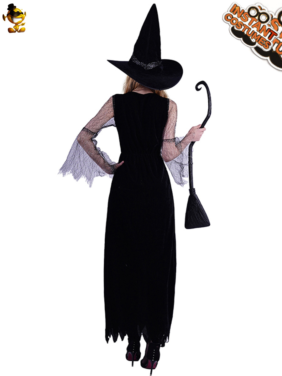 Halloween adulto negro encaje hueco bruja falda bruja partido Cosplay traje etapa