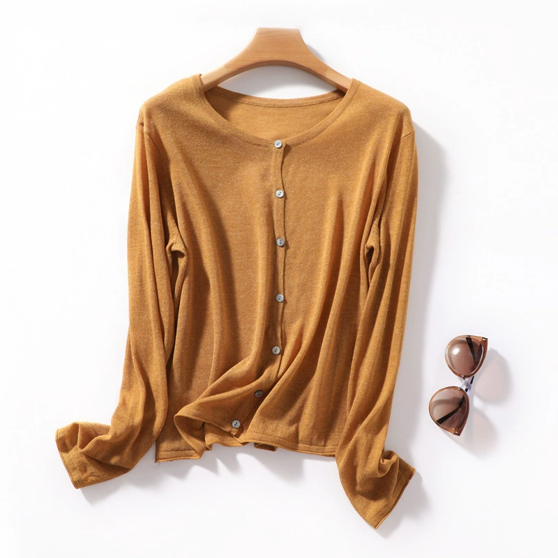 Весна и лето 2024 Тонкий трикотажный свитер с круглым вырезом