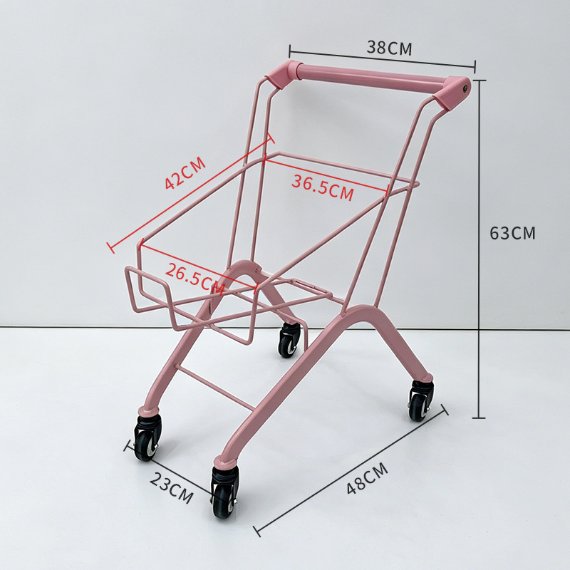 Mini Carrito de Compras Infantil de Metal y Poliuretano con Ruedas de PU para Tienda de Conveniencia