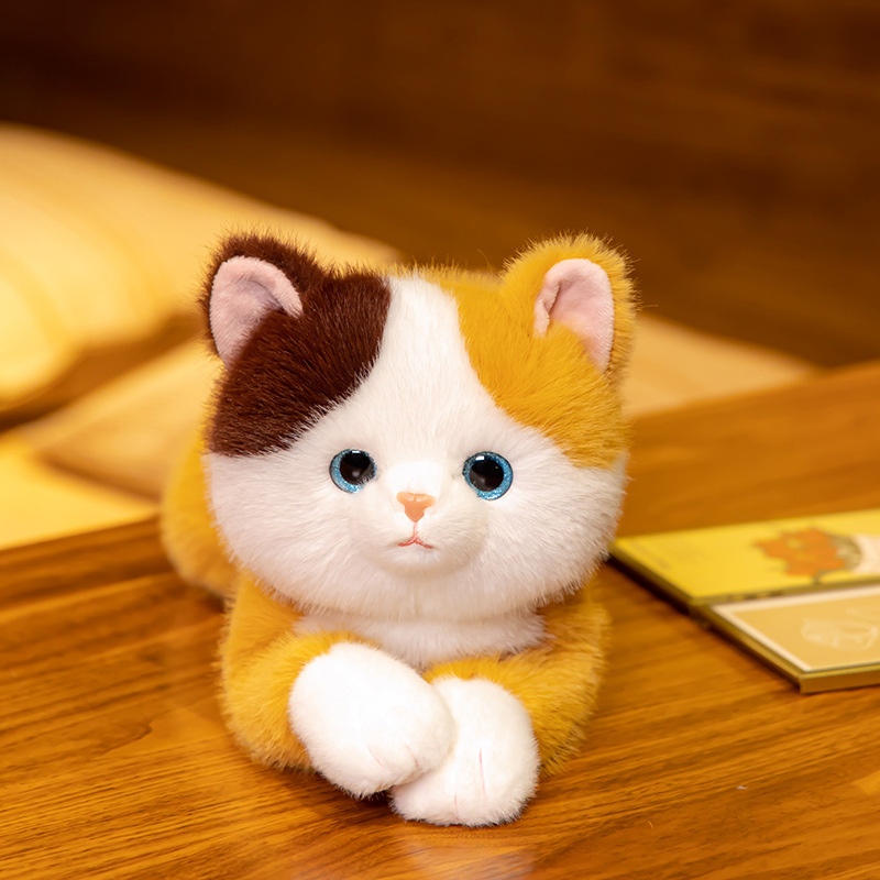 赛特嘟嘟条纹仿真趴款呆呆猫抱枕小猫咪公仔睡觉抱玩偶女生生日礼|undefined