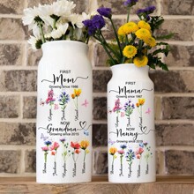 跨境爆款个性化生辰花水晶标UV转印贴陶瓷花瓶家居装饰母亲节礼物