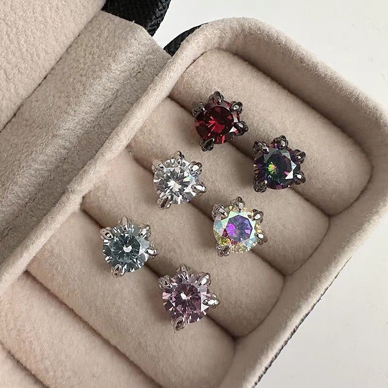 Titanium Steel Ear Needle Material 1 Piece Simple Style Geometric Titanium Steel Zircon Ear Studs