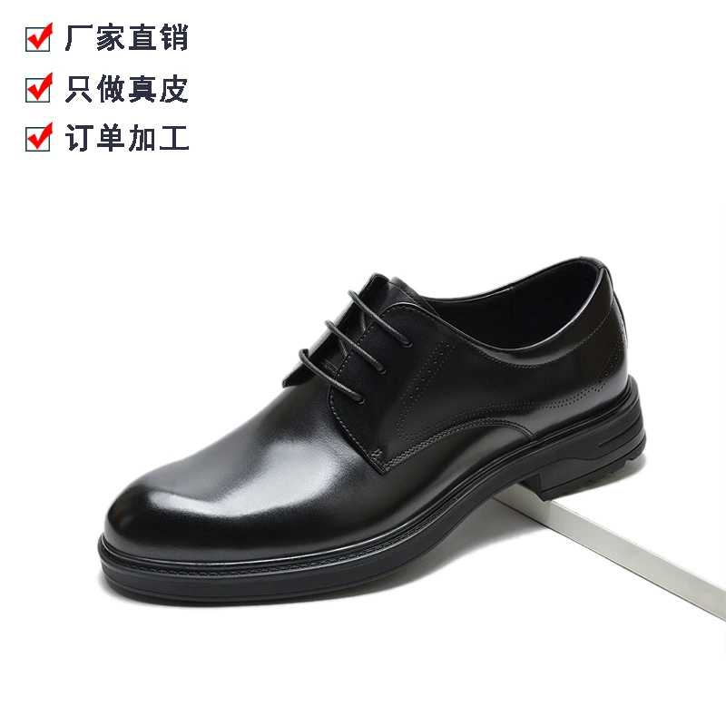 Новые мужские туфли 2025 весна деловые кожаные с мягкой кожей из коровьей кожи повседневные туфли мужские низкие на толстой подошве британские кожаные туфли