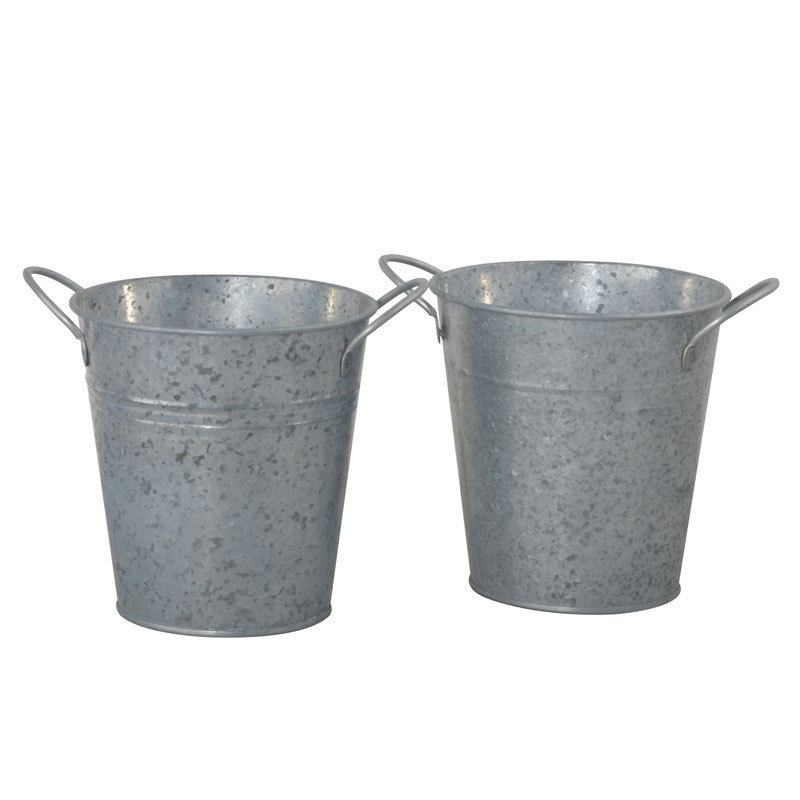 Lugar de fábrica Cubo de hierro retro Maceta de hierro binaural Cubo de flores de simulación de flores Cubo de flores de hierro blanco Flor creativa