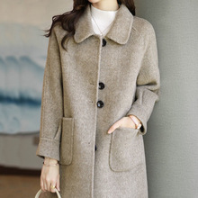 翻领中长款毛呢外套女2025冬季大码胖mm宽松巨显瘦超好看呢子大衣