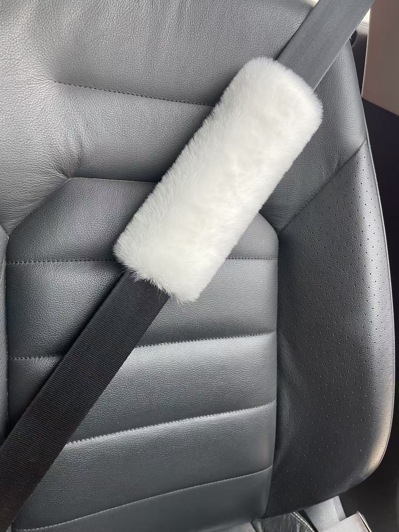 Car Seatbelt Shoulder Pads Imitation Rex Rabbit Fur Anti-Scratch Backpack Straps Children's Schoolbag Backpack Decorative Covers Decorative Pads